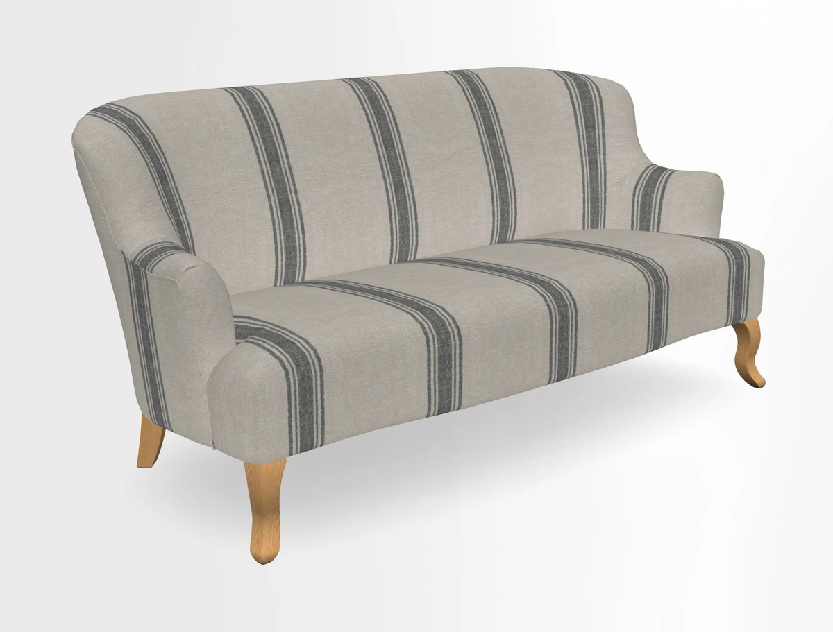 Grassington 3 Seater Sofa in RHS Botanicals on Velvet Ferns Toile Olive with scatter in Almost Plain Velvet Harvest