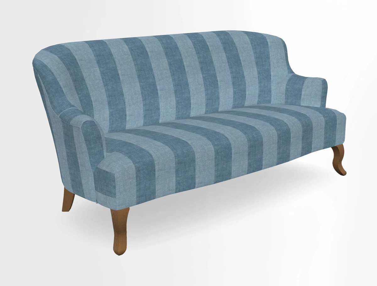 Grassington 3 Seater Sofa in RHS Botanicals on Velvet Ferns Toile Olive with scatter in Almost Plain Velvet Harvest