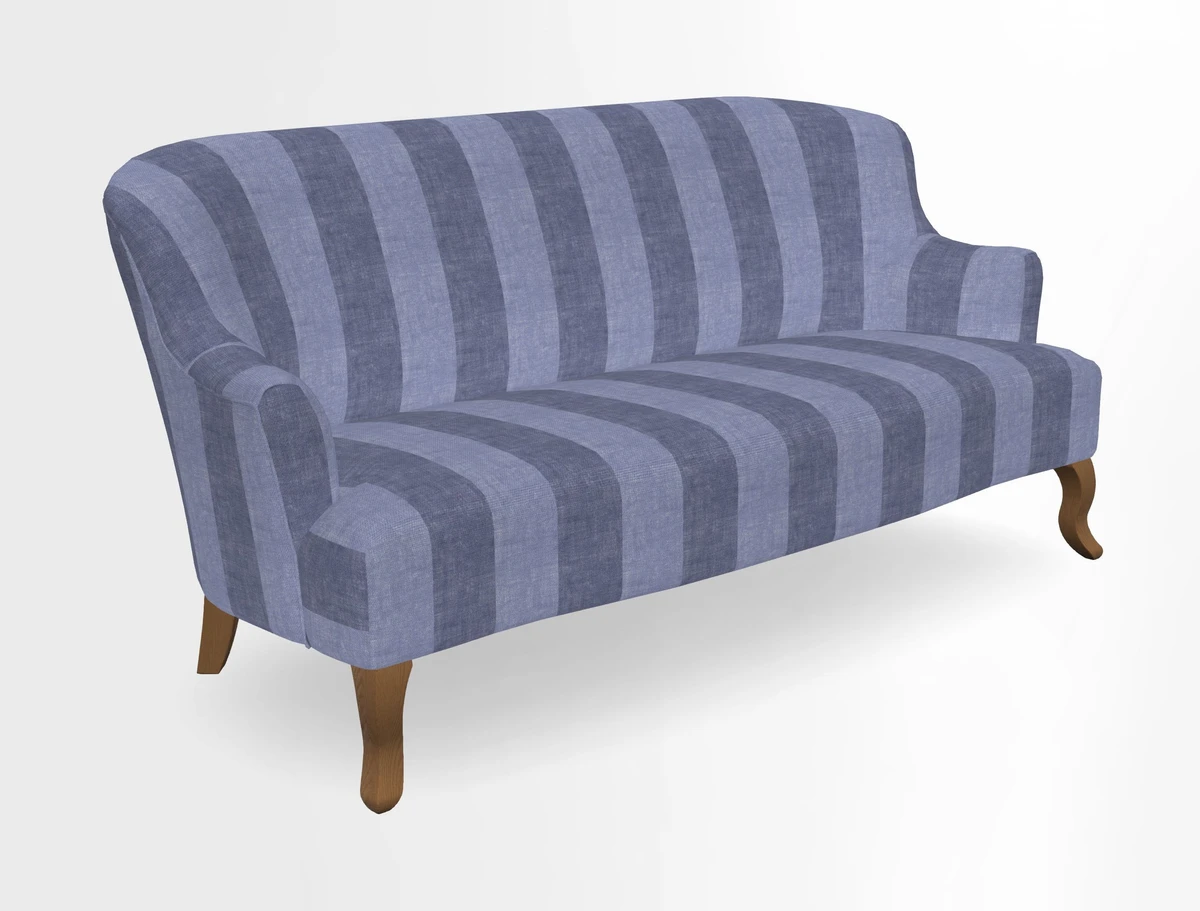 Grassington 3 Seater Sofa in RHS Botanicals on Velvet Ferns Toile Olive with scatter in Almost Plain Velvet Harvest