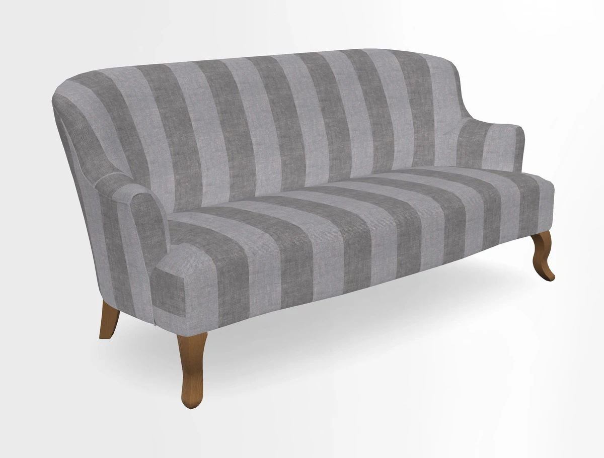 Grassington 3 Seater Sofa in RHS Botanicals on Velvet Ferns Toile Olive with scatter in Almost Plain Velvet Harvest