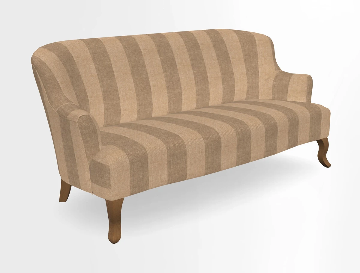 Grassington 3 Seater Sofa in RHS Botanicals on Velvet Ferns Toile Olive with scatter in Almost Plain Velvet Harvest