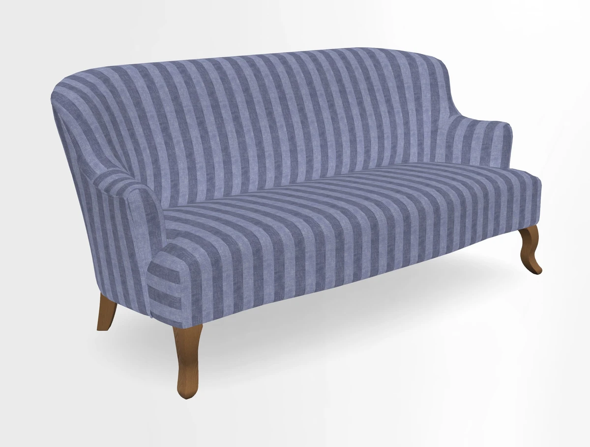 Grassington 3 Seater Sofa in RHS Botanicals on Velvet Ferns Toile Olive with scatter in Almost Plain Velvet Harvest