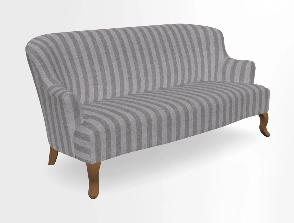Grassington 3 Seater Sofa in RHS Botanicals on Velvet Ferns Toile Olive with scatter in Almost Plain Velvet Harvest