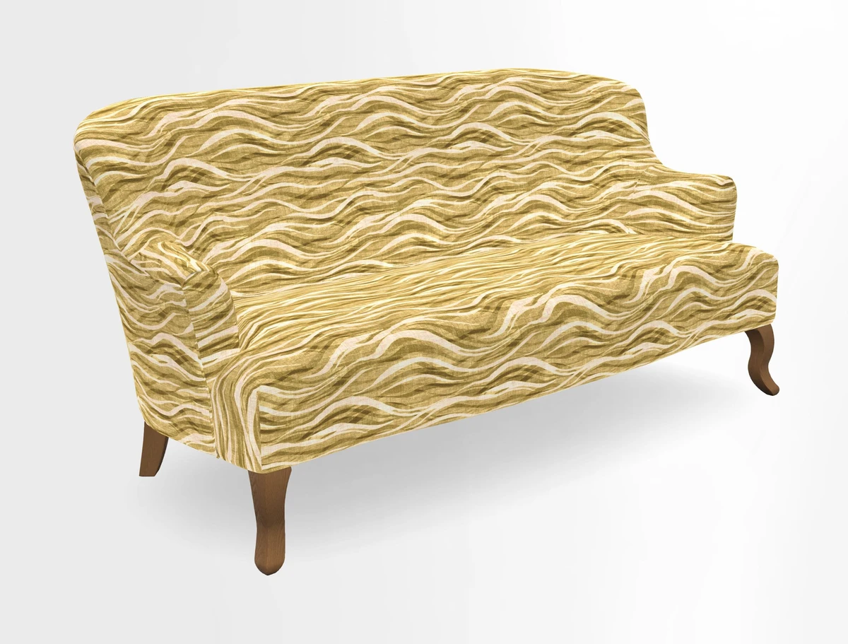 Grassington 3 Seater Sofa in RHS Botanicals on Velvet Ferns Toile Olive with scatter in Almost Plain Velvet Harvest