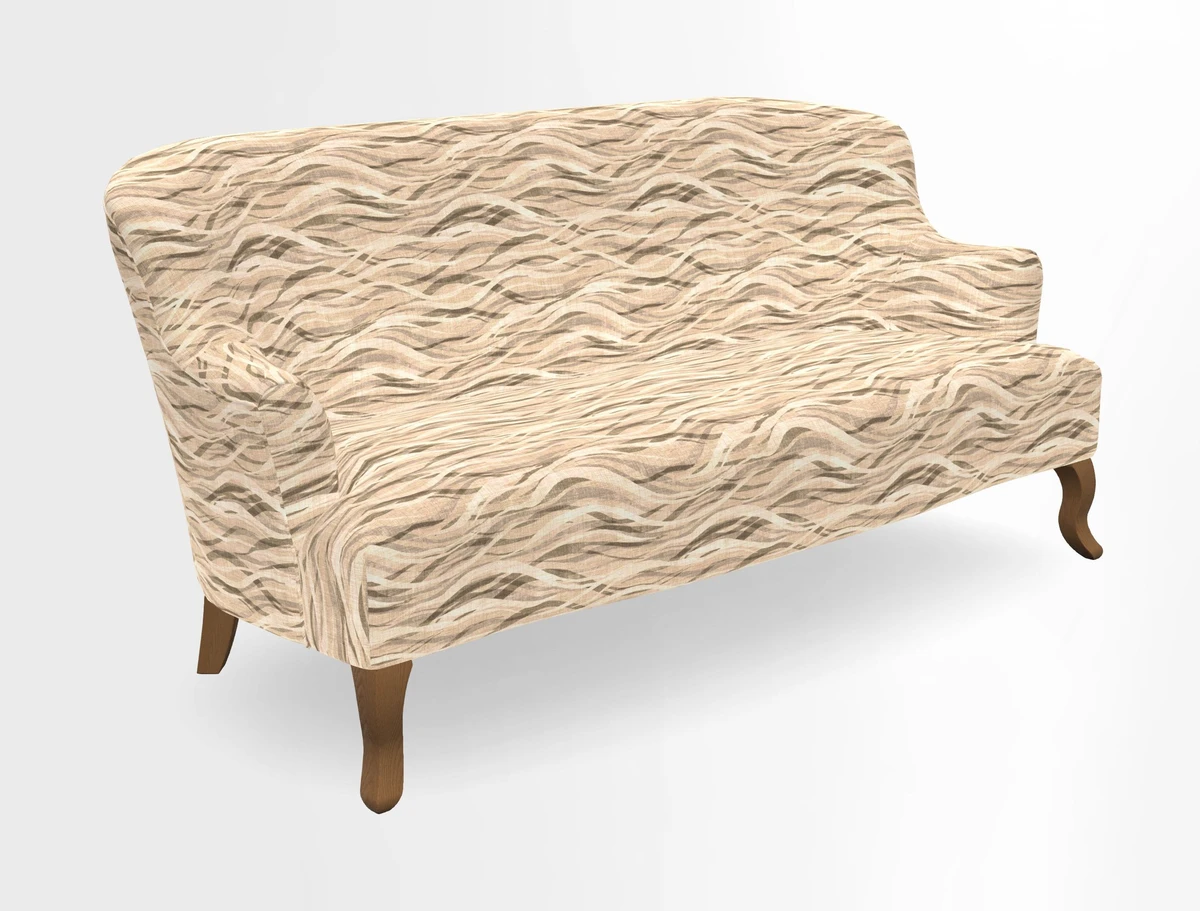 Grassington 3 Seater Sofa in RHS Botanicals on Velvet Ferns Toile Olive with scatter in Almost Plain Velvet Harvest