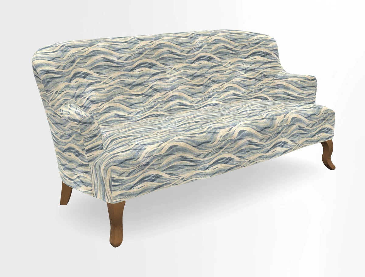 Grassington 3 Seater Sofa in RHS Botanicals on Velvet Ferns Toile Olive with scatter in Almost Plain Velvet Harvest