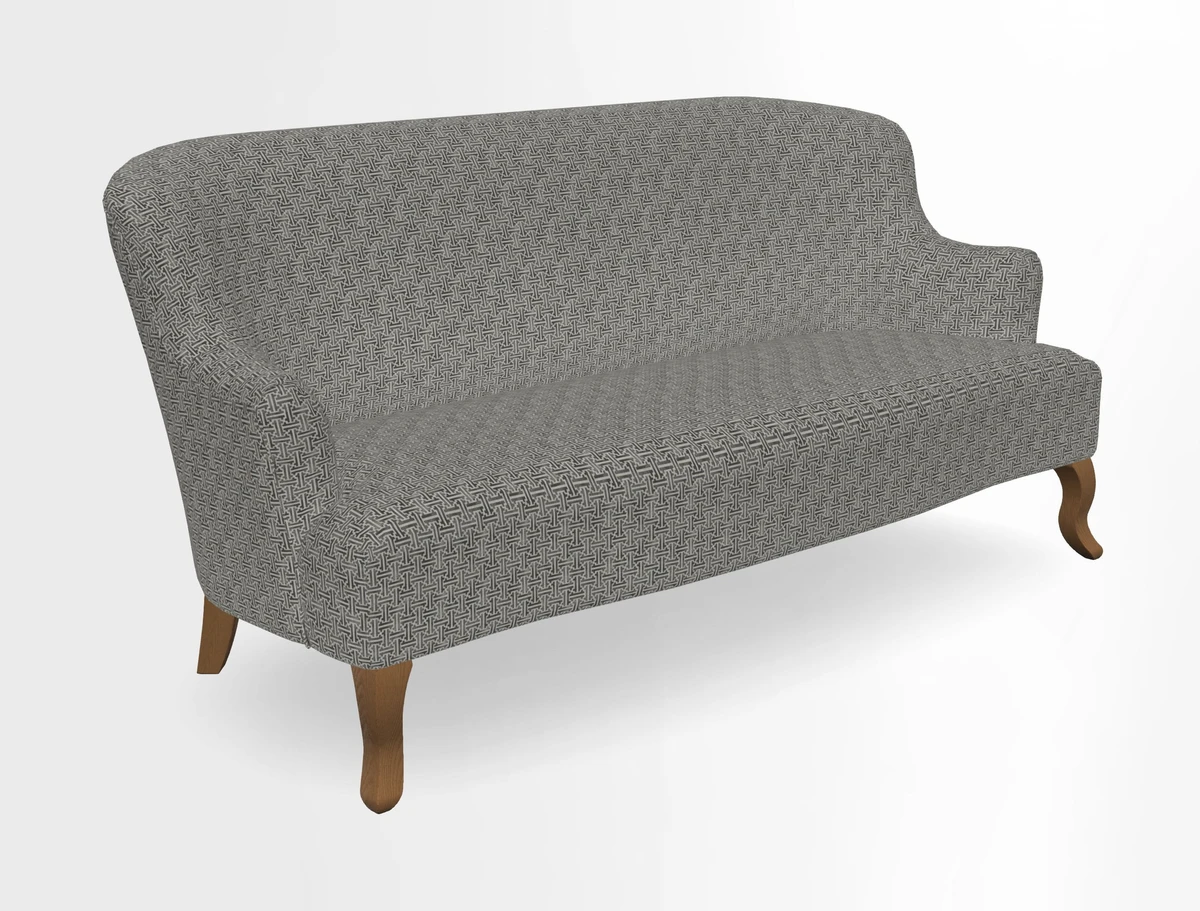 Grassington 3 Seater Sofa in RHS Botanicals on Velvet Ferns Toile Olive with scatter in Almost Plain Velvet Harvest