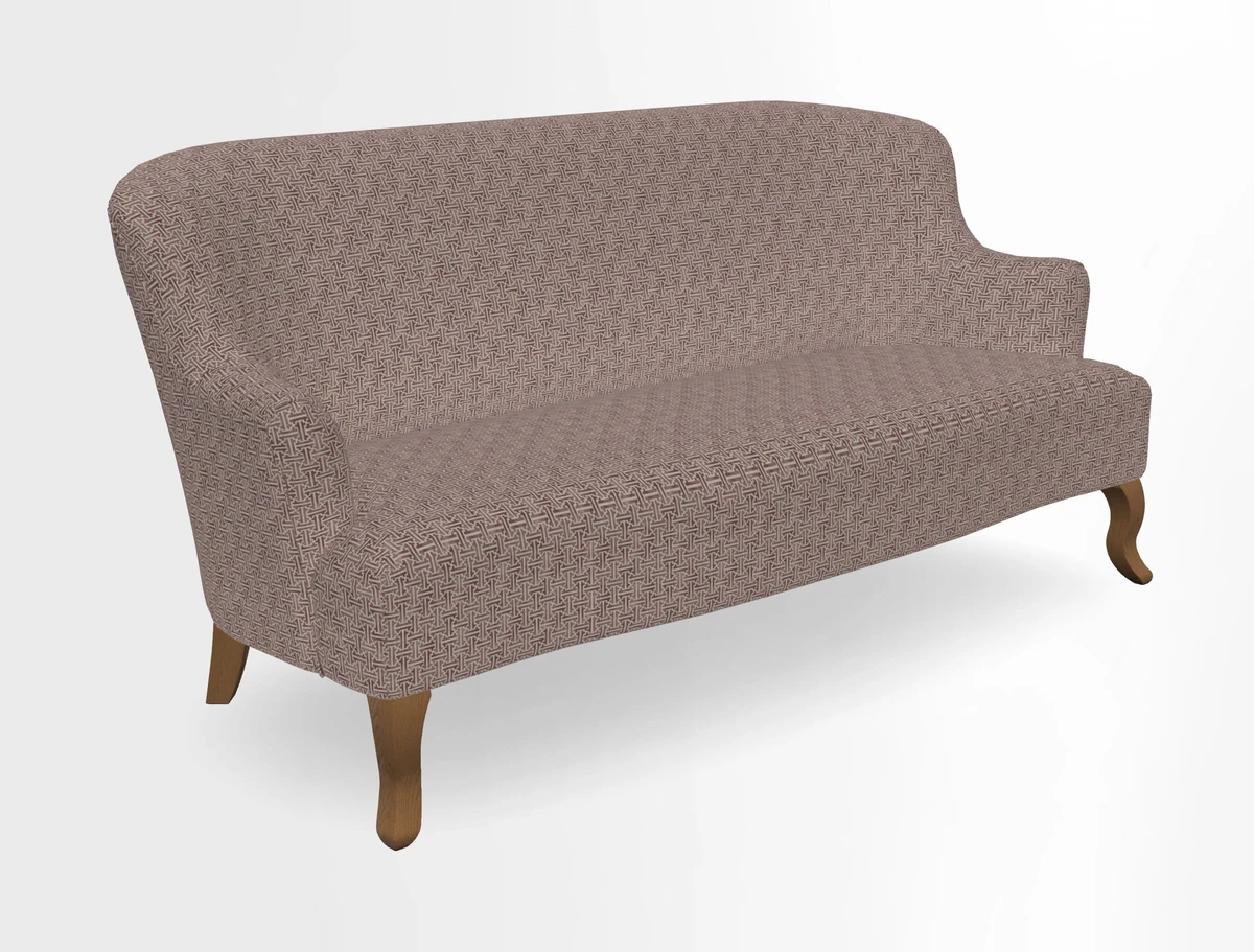 Grassington 3 Seater Sofa in RHS Botanicals on Velvet Ferns Toile Olive with scatter in Almost Plain Velvet Harvest