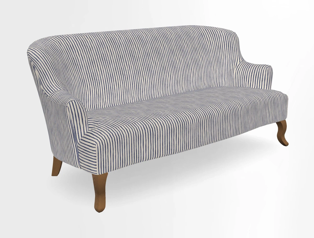 Grassington 3 Seater Sofa in RHS Botanicals on Velvet Ferns Toile Olive with scatter in Almost Plain Velvet Harvest