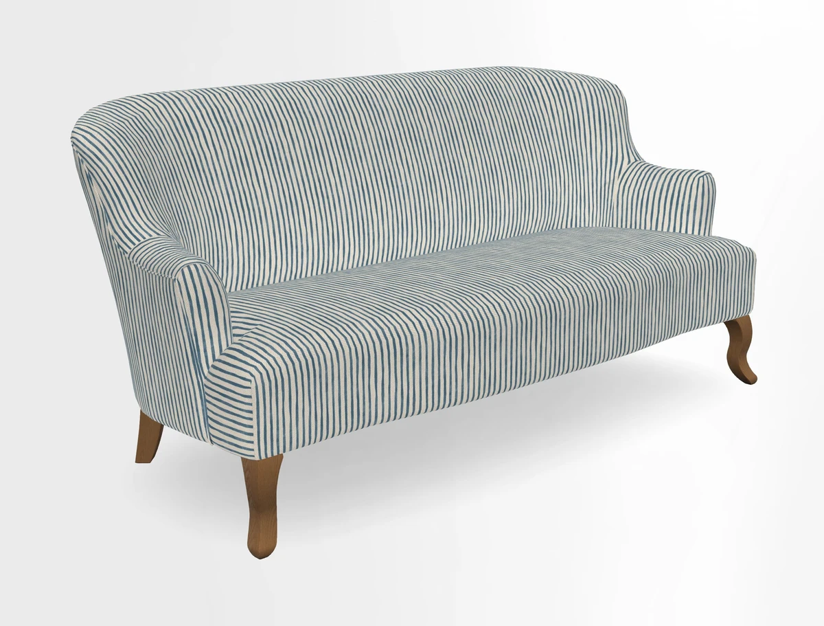 Grassington 3 Seater Sofa in RHS Botanicals on Velvet Ferns Toile Olive with scatter in Almost Plain Velvet Harvest