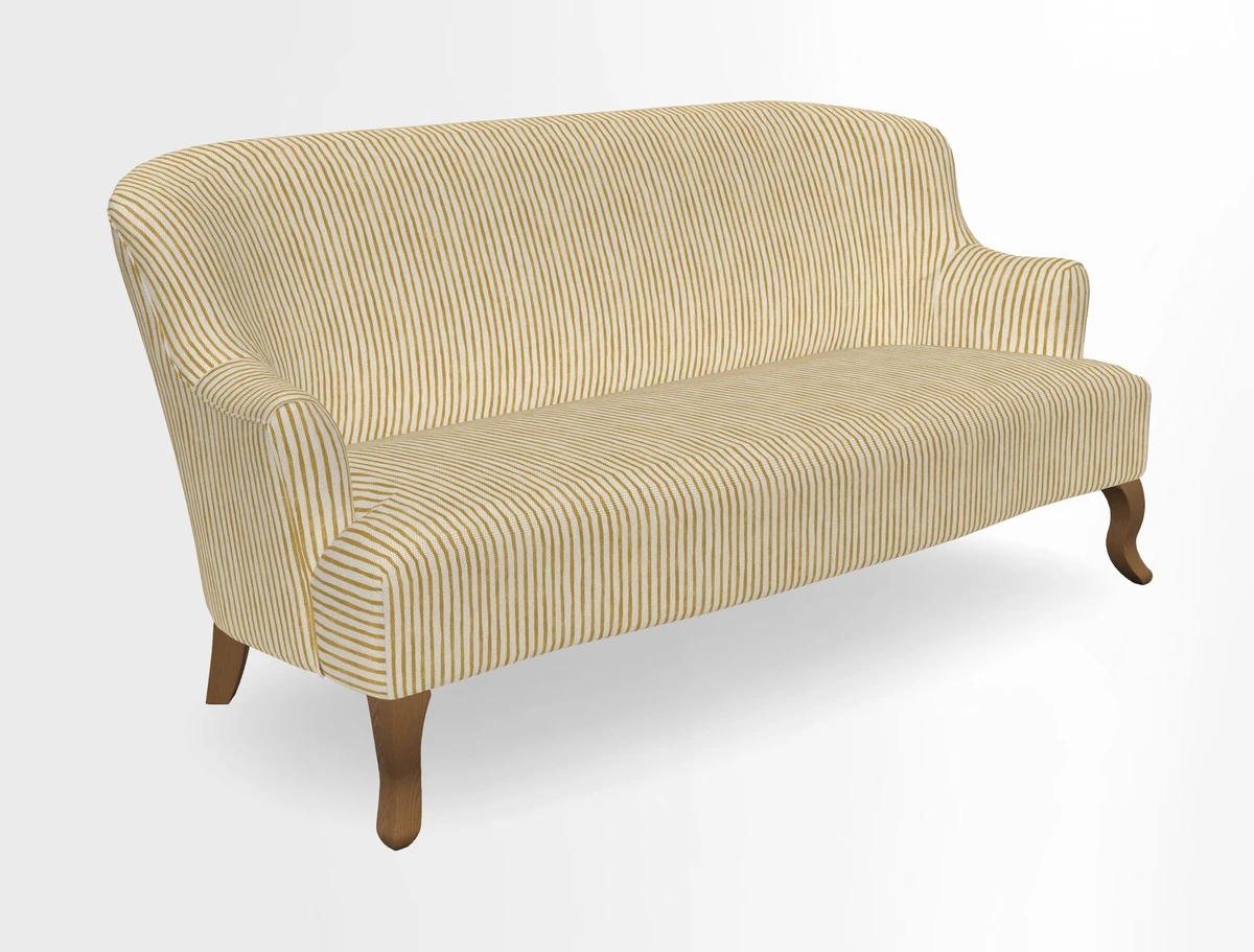 Grassington 3 Seater Sofa in RHS Botanicals on Velvet Ferns Toile Olive with scatter in Almost Plain Velvet Harvest