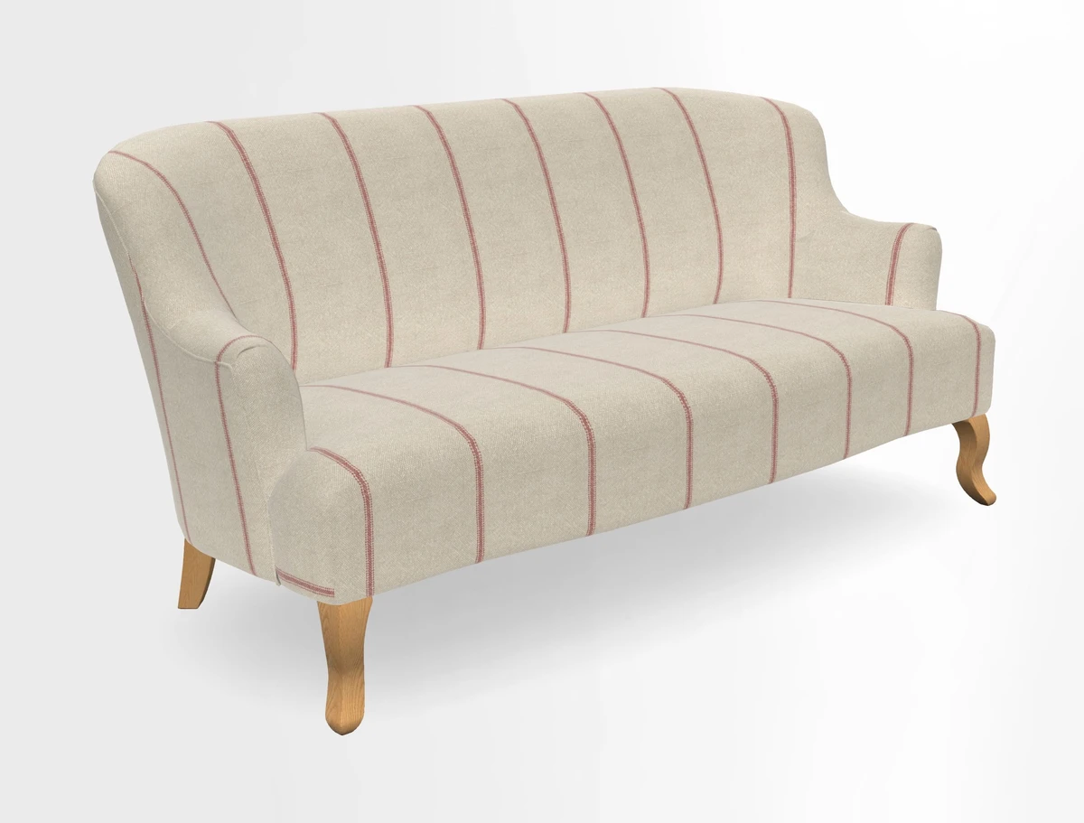 Grassington 3 Seater Sofa in RHS Botanicals on Velvet Ferns Toile Olive with scatter in Almost Plain Velvet Harvest