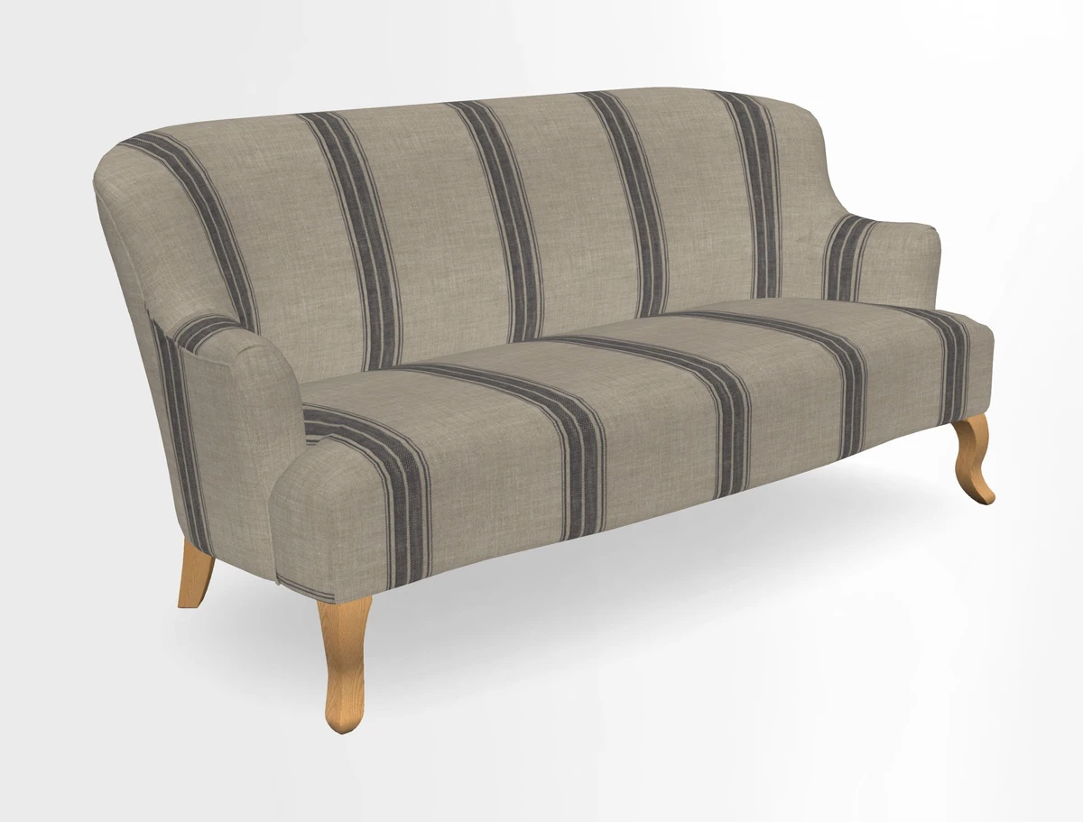 Grassington 3 Seater Sofa in RHS Botanicals on Velvet Ferns Toile Olive with scatter in Almost Plain Velvet Harvest