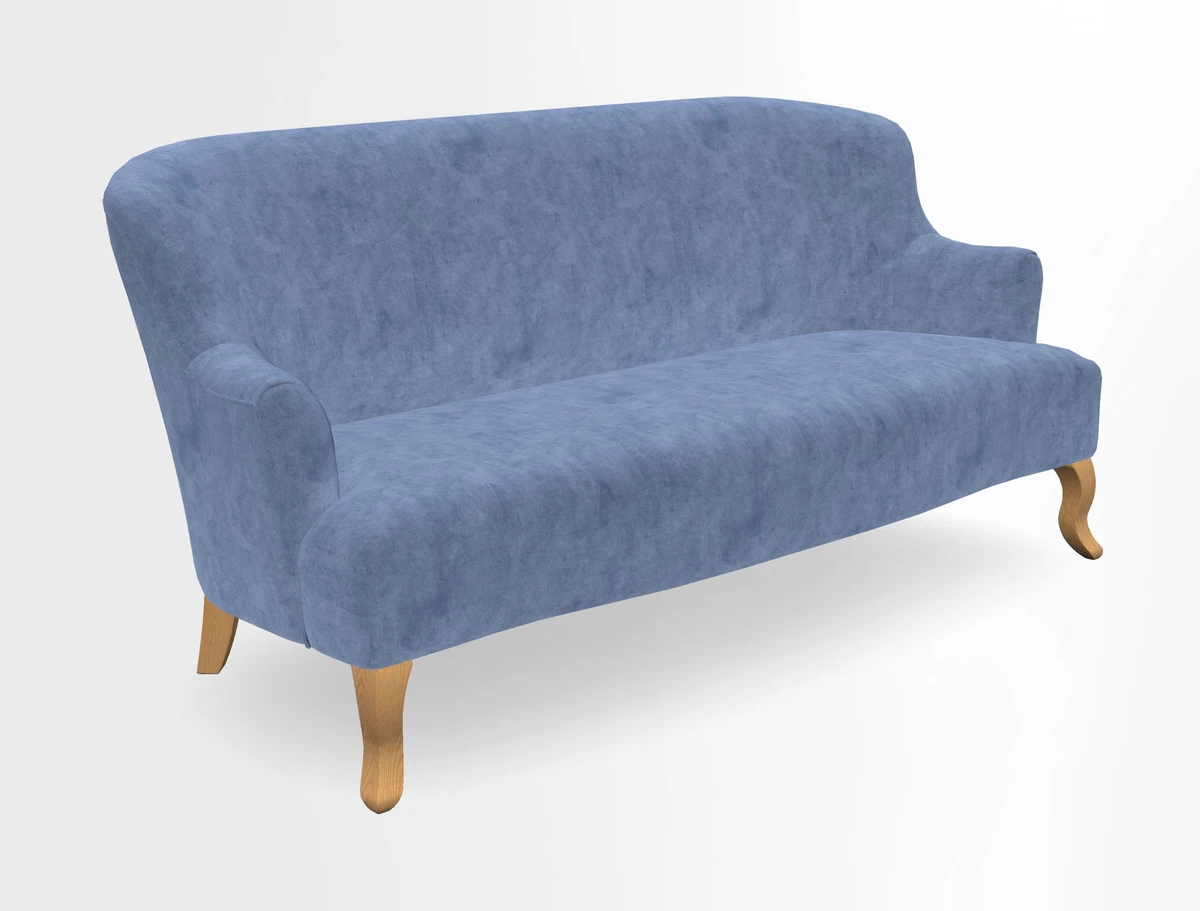 Grassington 3 Seater Sofa in RHS Botanicals on Velvet Ferns Toile Olive with scatter in Almost Plain Velvet Harvest