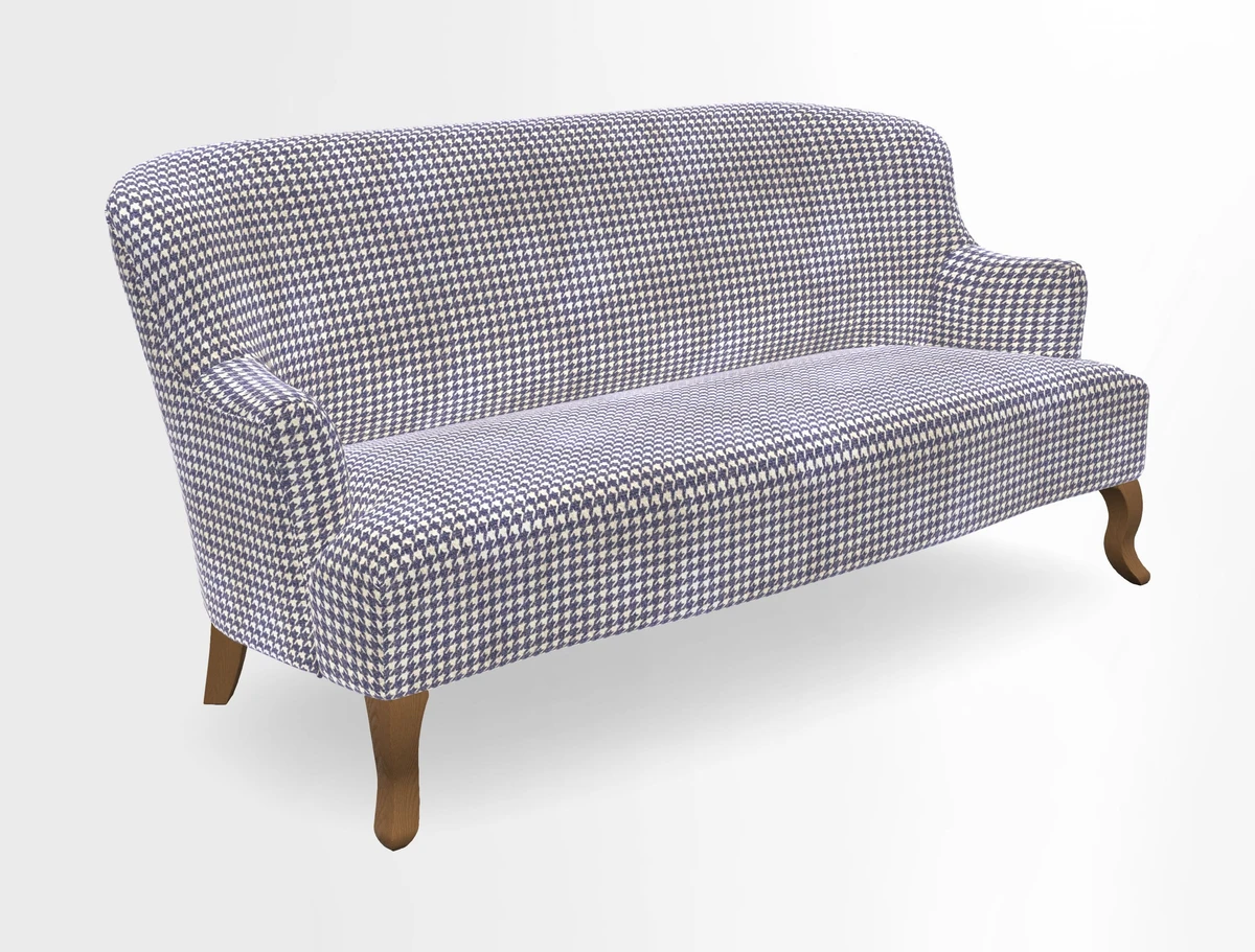 Grassington 3 Seater Sofa in RHS Botanicals on Velvet Ferns Toile Olive with scatter in Almost Plain Velvet Harvest