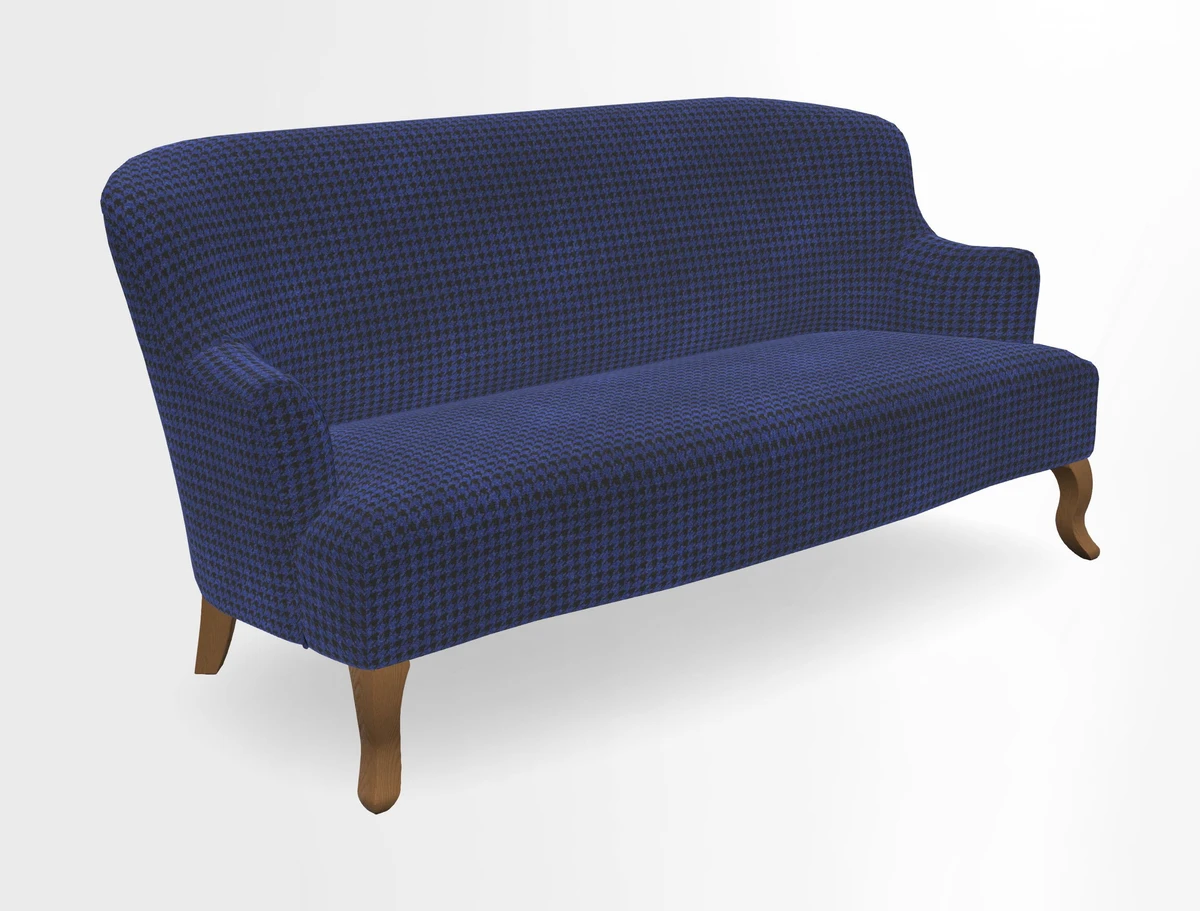 Grassington 3 Seater Sofa in RHS Botanicals on Velvet Ferns Toile Olive with scatter in Almost Plain Velvet Harvest