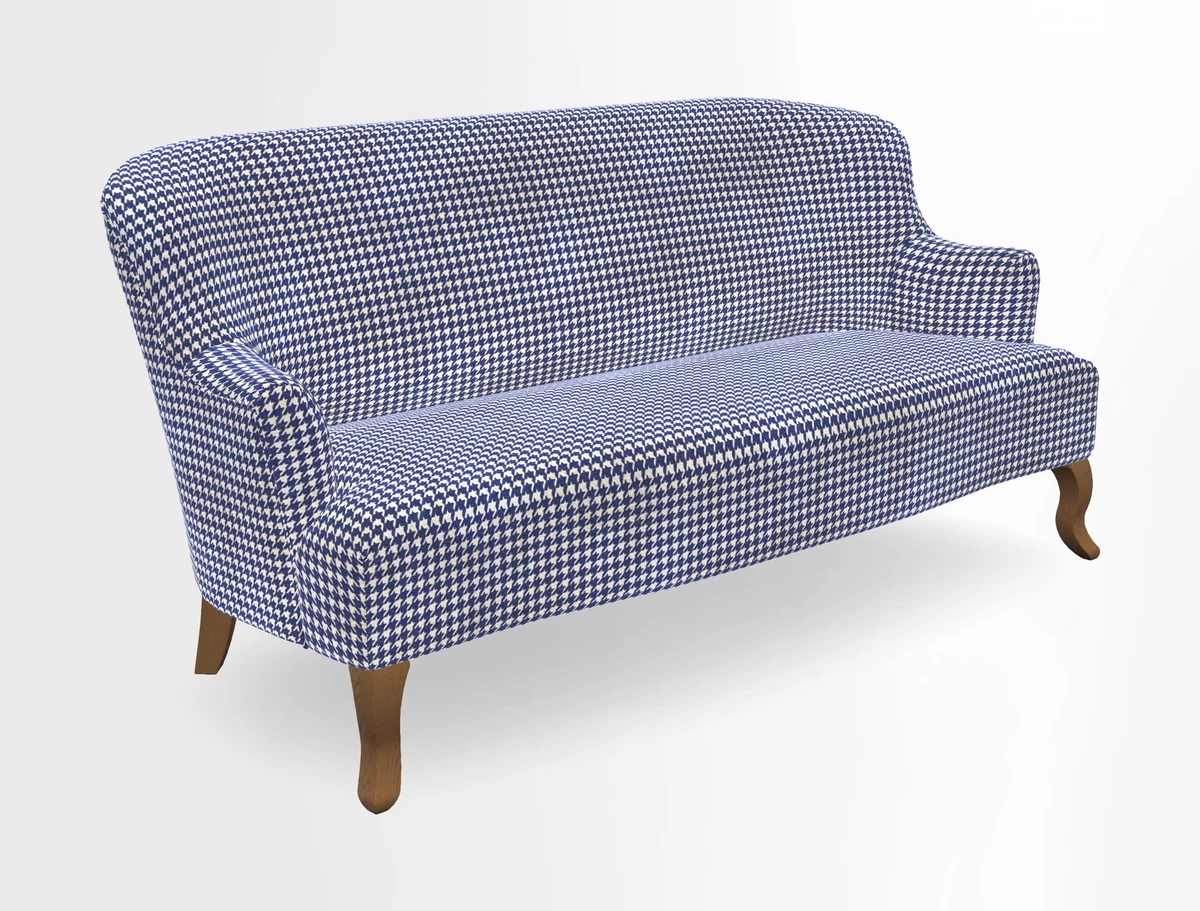 Grassington 3 Seater Sofa in RHS Botanicals on Velvet Ferns Toile Olive with scatter in Almost Plain Velvet Harvest