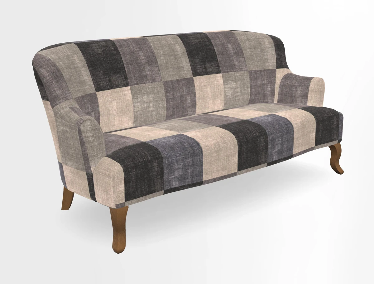 Grassington 3 Seater Sofa in RHS Botanicals on Velvet Ferns Toile Olive with scatter in Almost Plain Velvet Harvest
