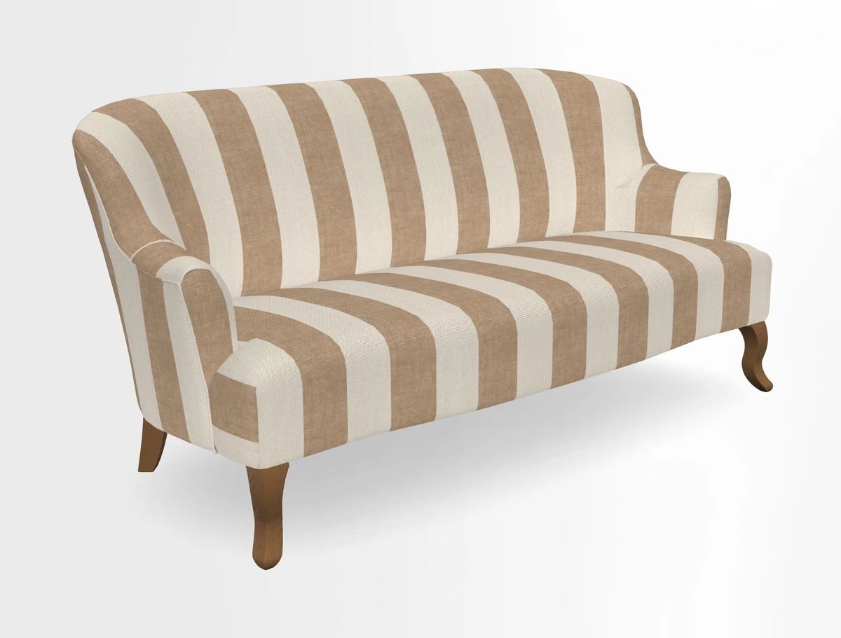 Grassington 3 Seater Sofa in RHS Botanicals on Velvet Ferns Toile Olive with scatter in Almost Plain Velvet Harvest