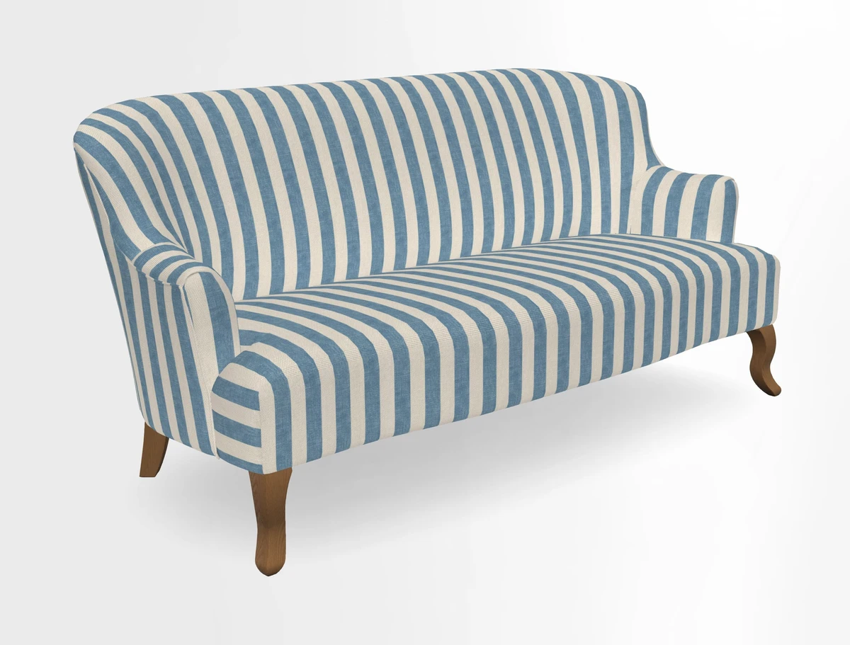 Grassington 3 Seater Sofa in RHS Botanicals on Velvet Ferns Toile Olive with scatter in Almost Plain Velvet Harvest