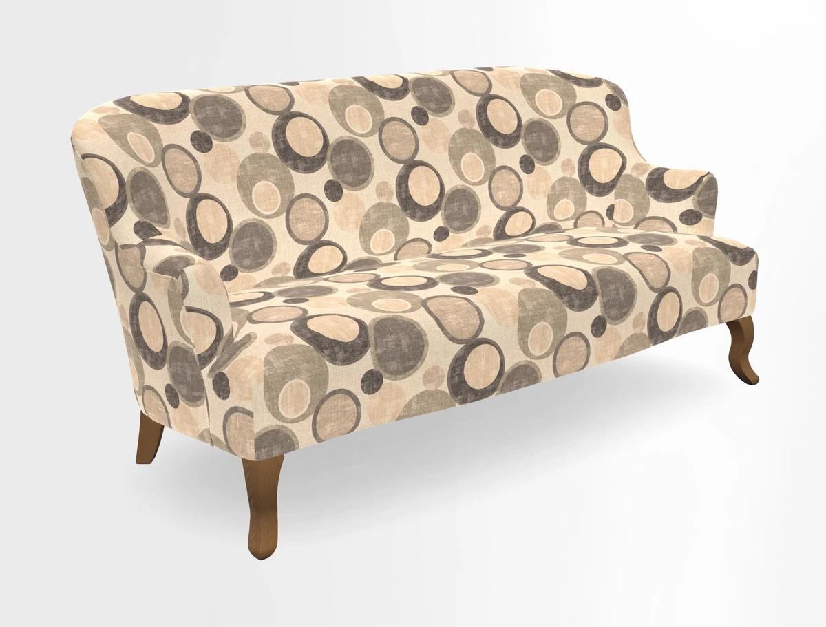 Grassington 3 Seater Sofa in RHS Botanicals on Velvet Ferns Toile Olive with scatter in Almost Plain Velvet Harvest