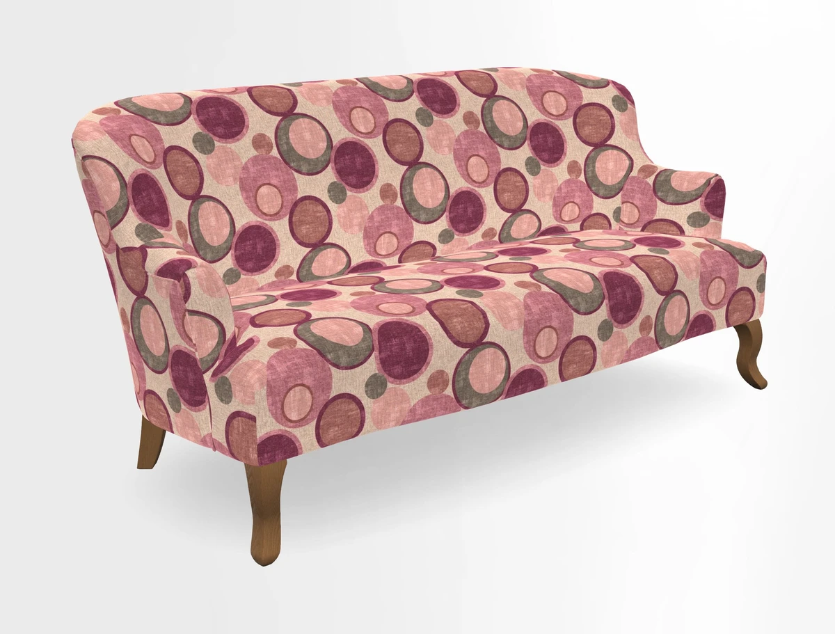 Grassington 3 Seater Sofa in RHS Botanicals on Velvet Ferns Toile Olive with scatter in Almost Plain Velvet Harvest