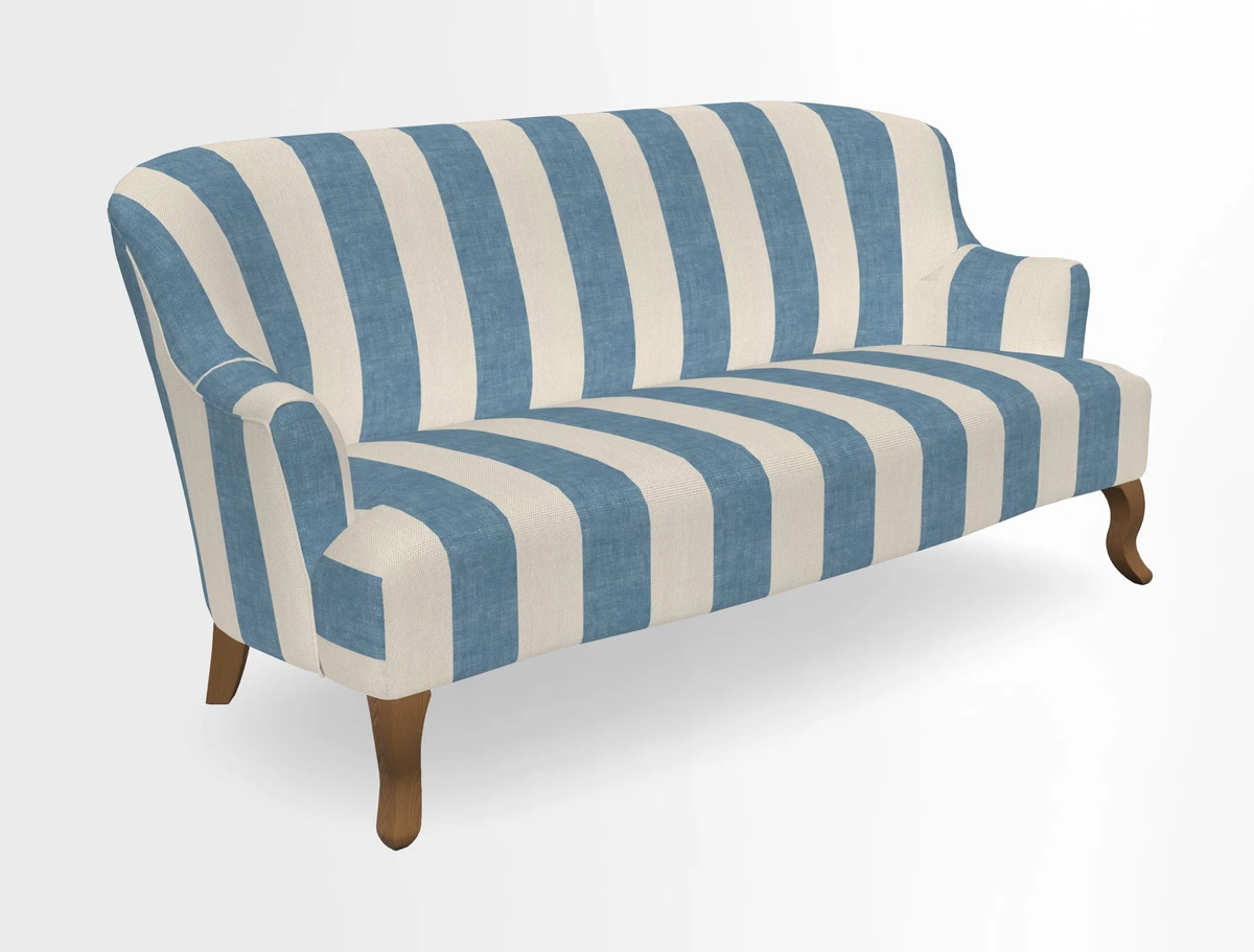 Grassington 3 Seater Sofa in RHS Botanicals on Velvet Ferns Toile Olive with scatter in Almost Plain Velvet Harvest