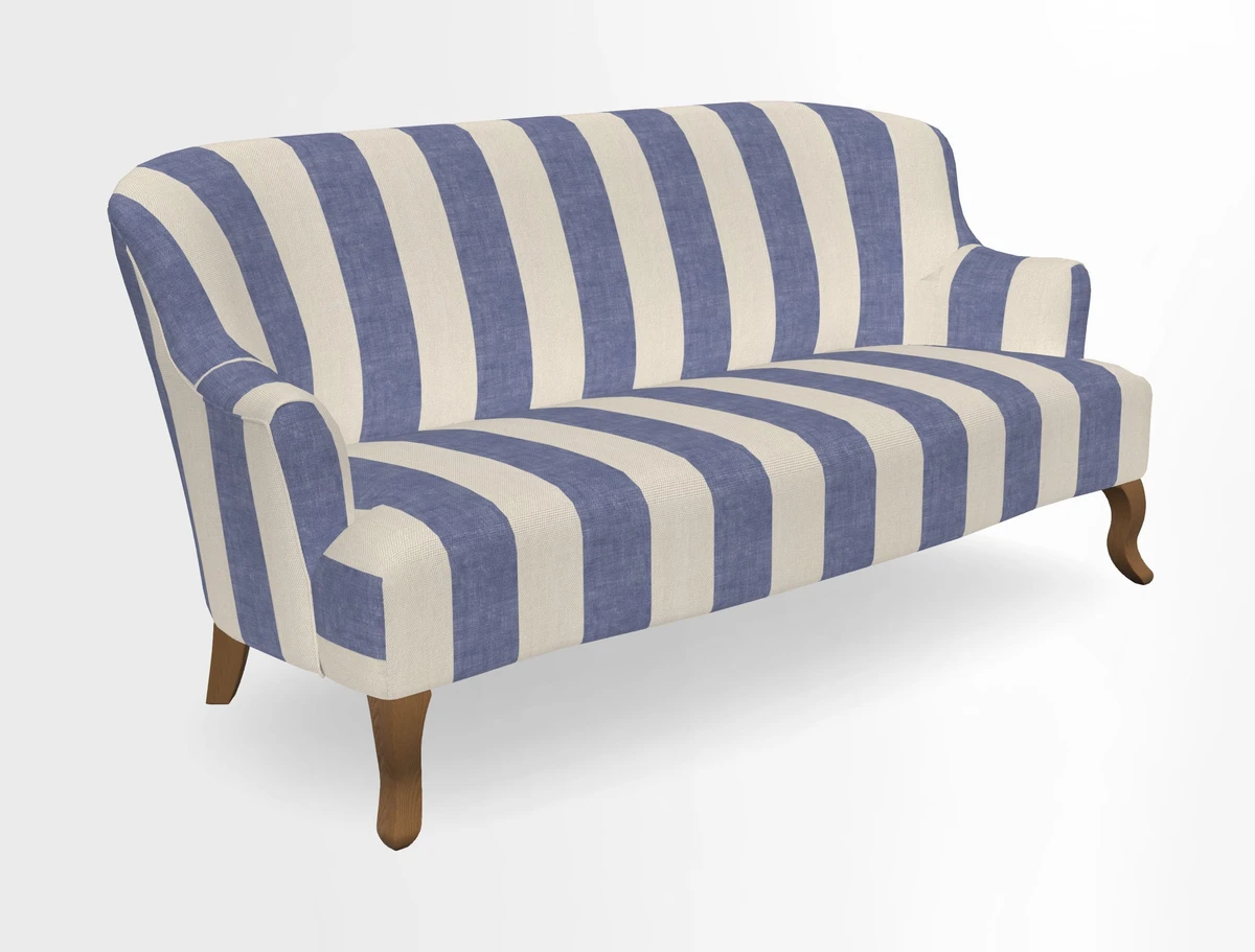 Grassington 3 Seater Sofa in RHS Botanicals on Velvet Ferns Toile Olive with scatter in Almost Plain Velvet Harvest