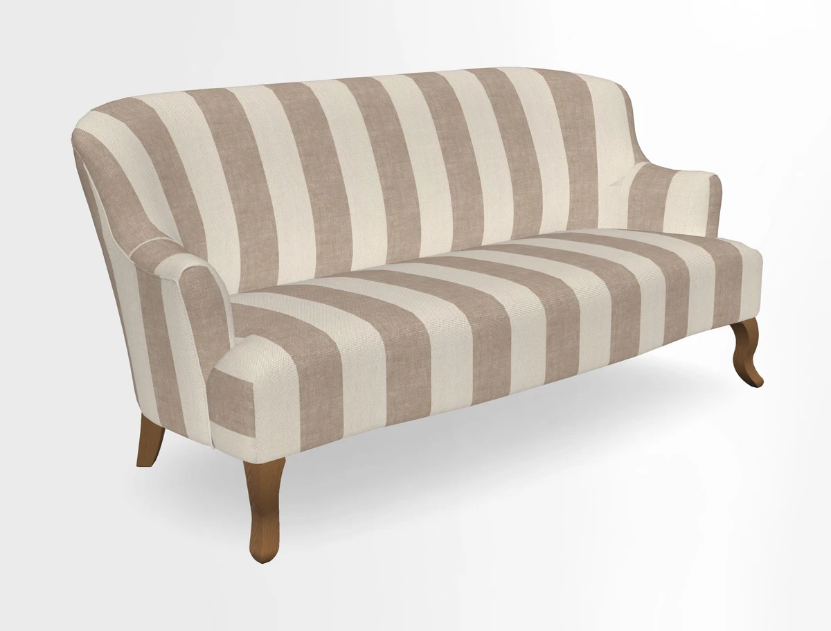 Grassington 3 Seater Sofa in RHS Botanicals on Velvet Ferns Toile Olive with scatter in Almost Plain Velvet Harvest
