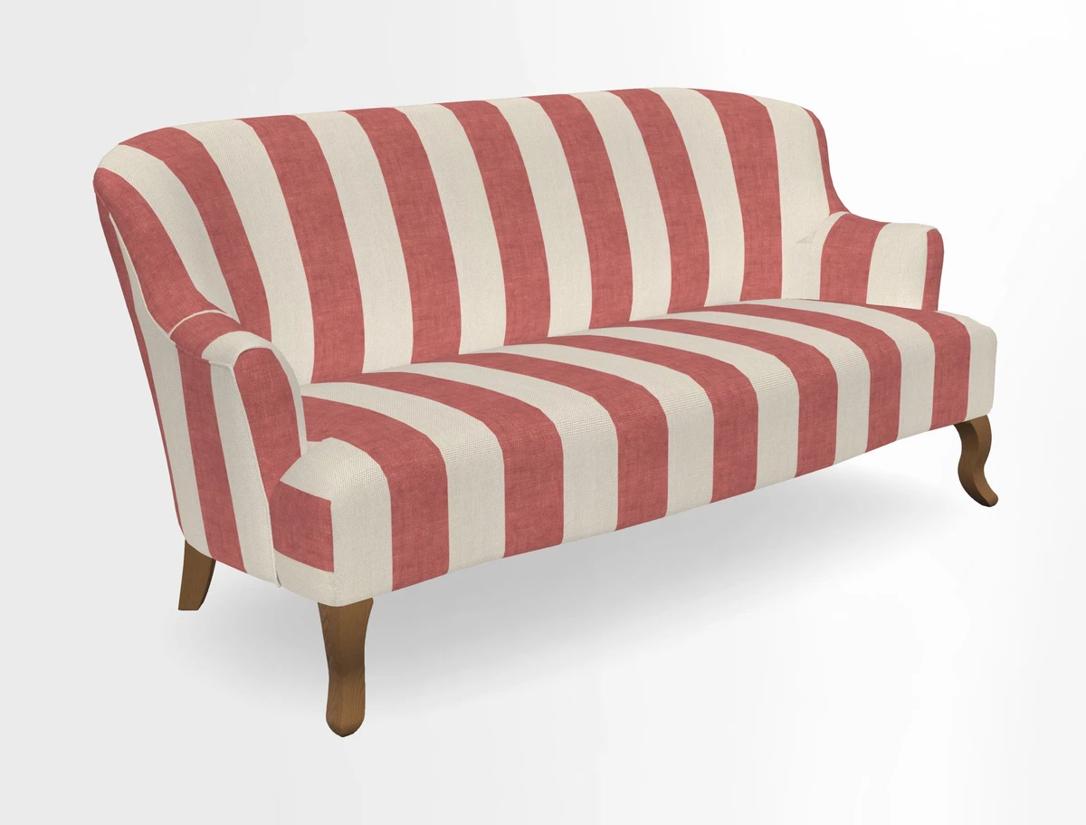 Grassington 3 Seater Sofa in RHS Botanicals on Velvet Ferns Toile Olive with scatter in Almost Plain Velvet Harvest