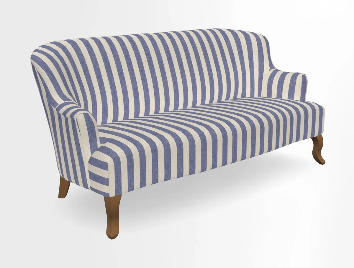 Grassington 3 Seater Sofa in RHS Botanicals on Velvet Ferns Toile Olive with scatter in Almost Plain Velvet Harvest