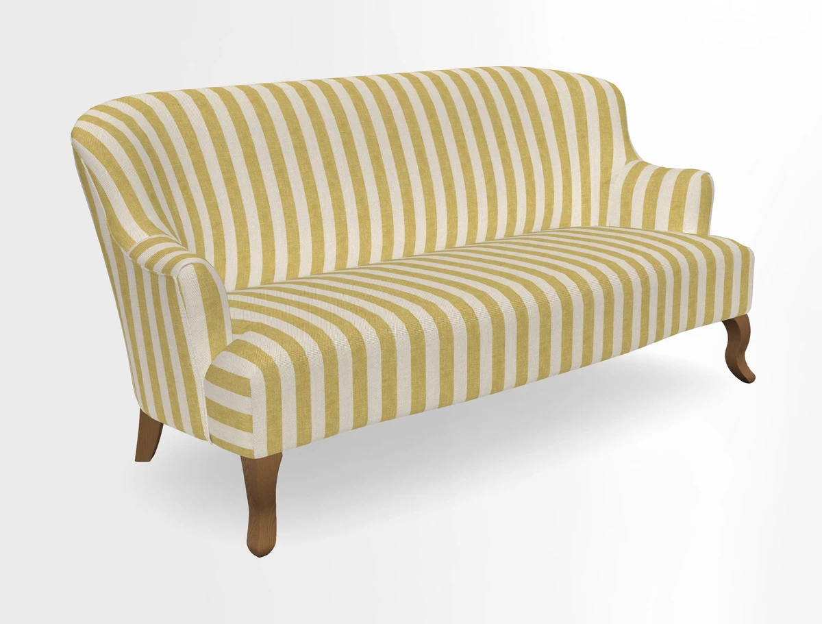 Grassington 3 Seater Sofa in RHS Botanicals on Velvet Ferns Toile Olive with scatter in Almost Plain Velvet Harvest