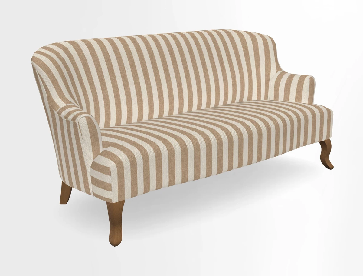 Grassington 3 Seater Sofa in RHS Botanicals on Velvet Ferns Toile Olive with scatter in Almost Plain Velvet Harvest