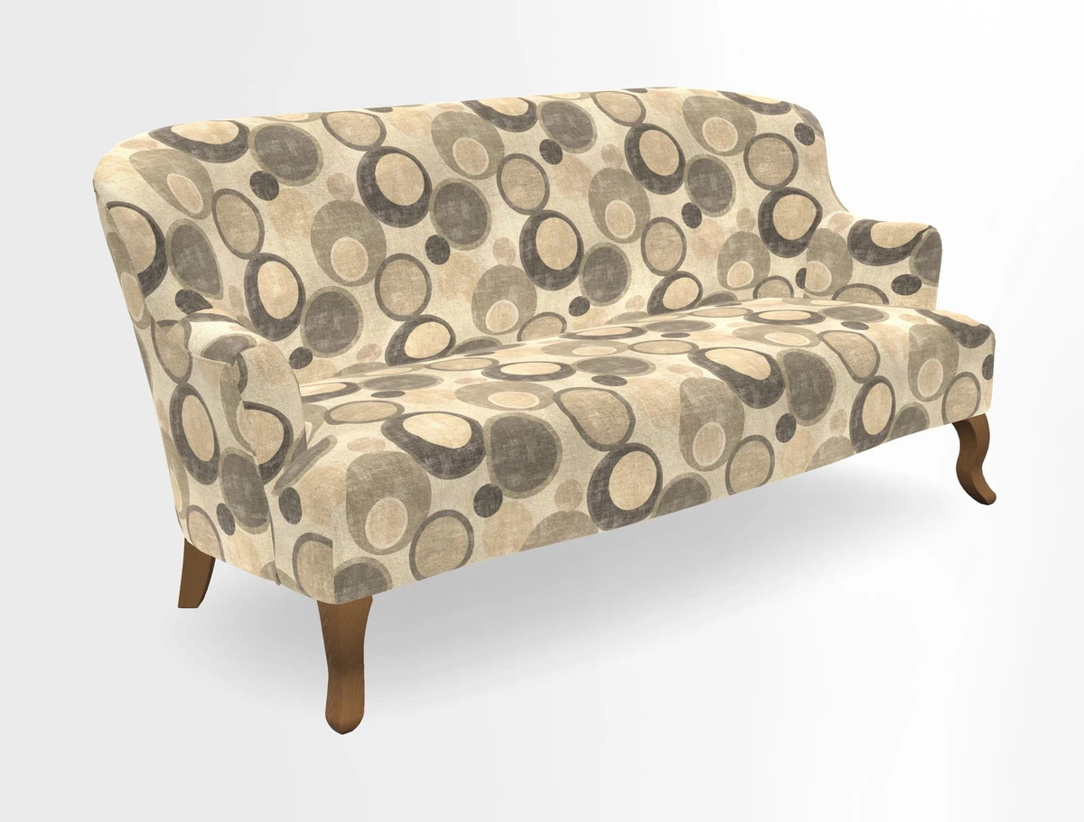 Grassington 3 Seater Sofa in RHS Botanicals on Velvet Ferns Toile Olive with scatter in Almost Plain Velvet Harvest