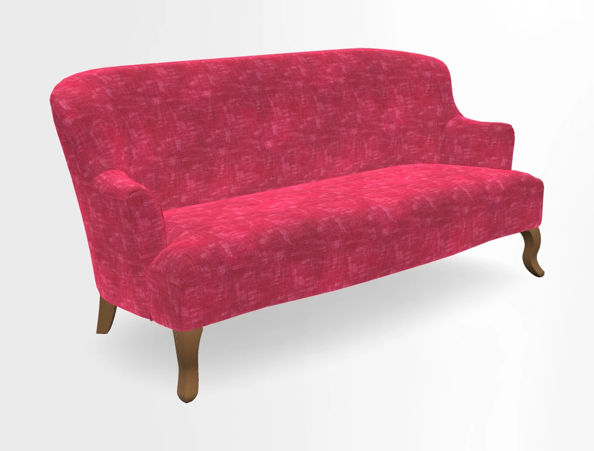 Grassington 3 Seater Sofa in RHS Botanicals on Velvet Ferns Toile Olive with scatter in Almost Plain Velvet Harvest