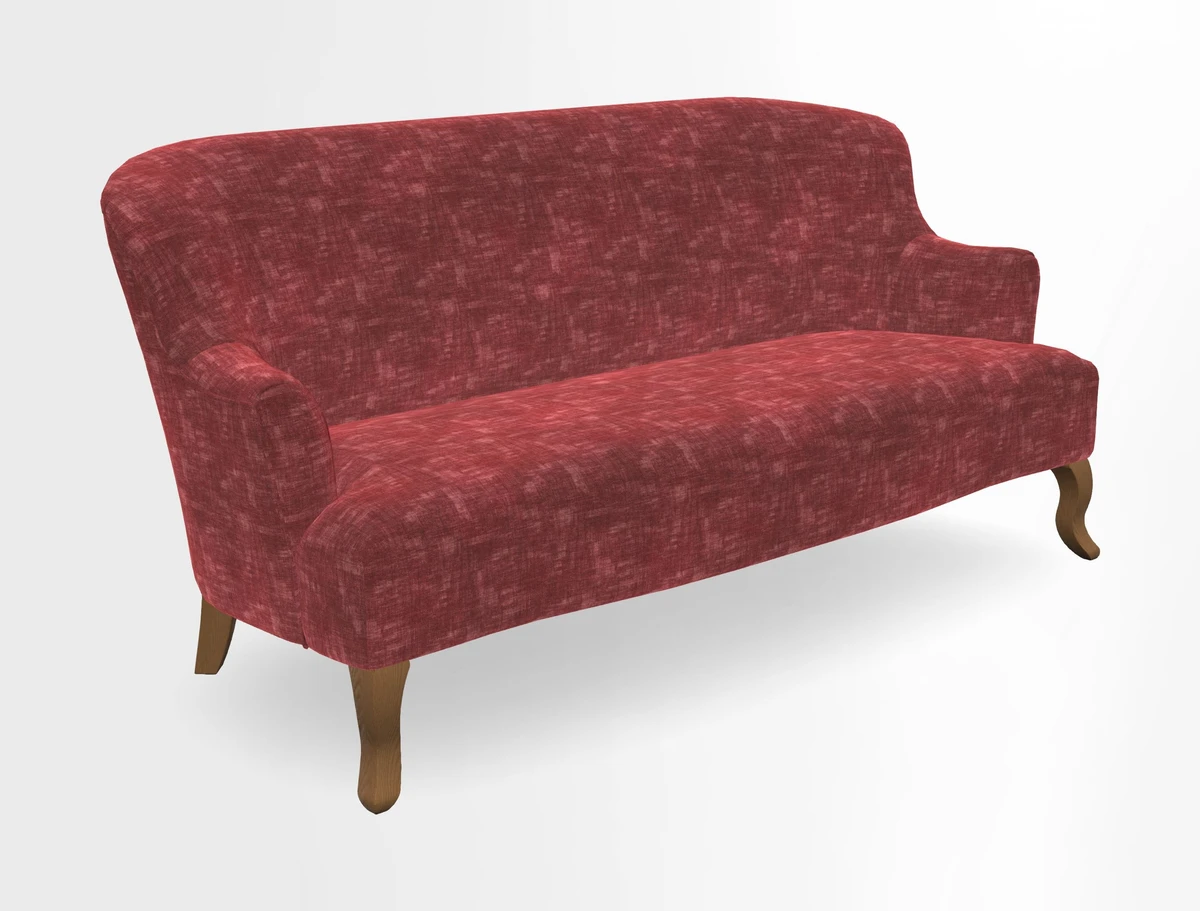 Grassington 3 Seater Sofa in RHS Botanicals on Velvet Ferns Toile Olive with scatter in Almost Plain Velvet Harvest