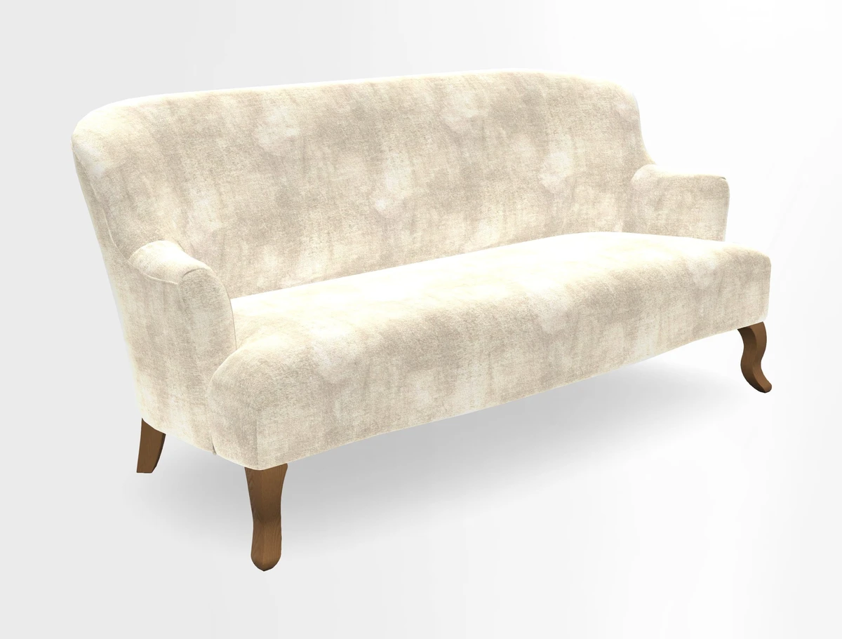Grassington 3 Seater Sofa in RHS Botanicals on Velvet Ferns Toile Olive with scatter in Almost Plain Velvet Harvest