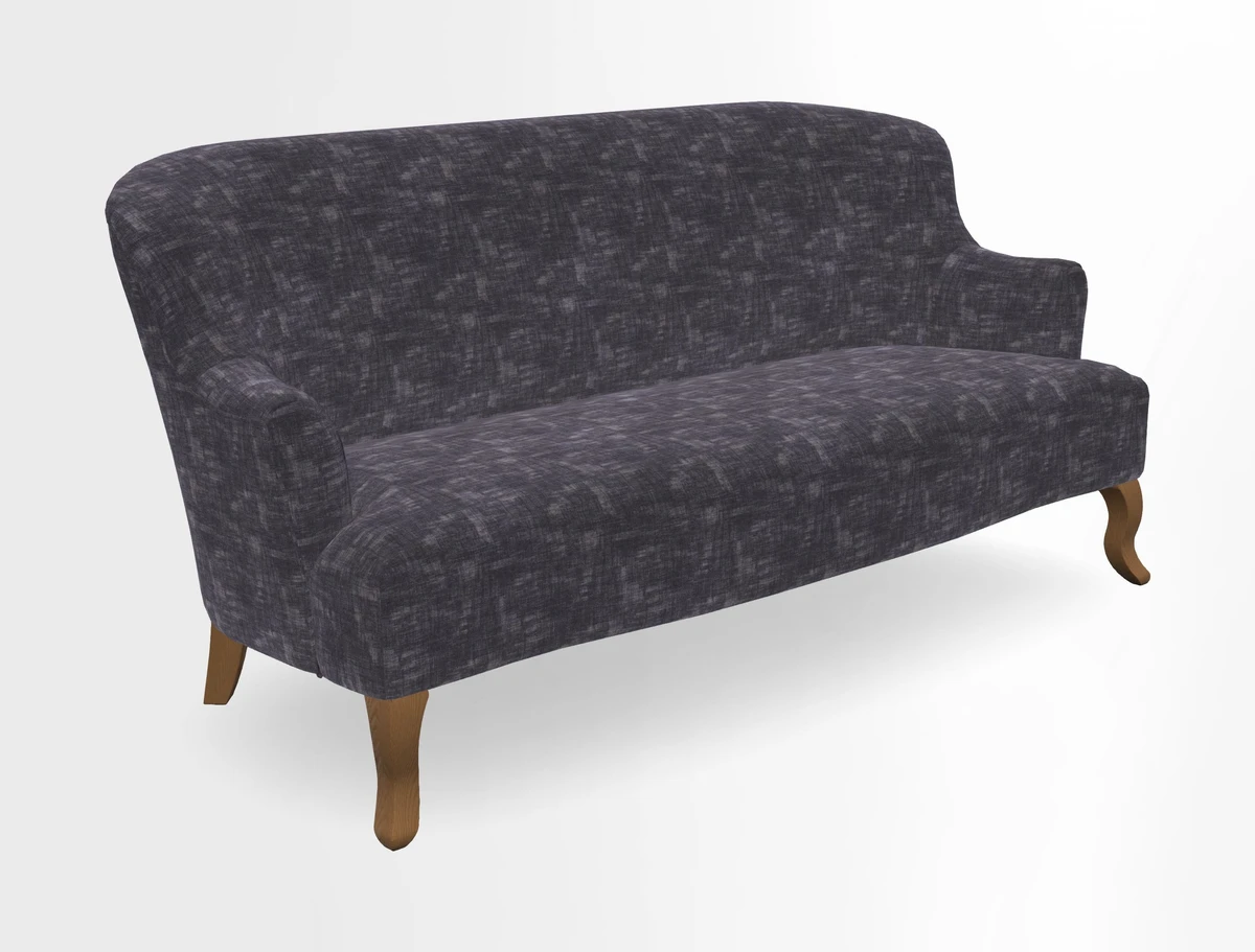 Grassington 3 Seater Sofa in RHS Botanicals on Velvet Ferns Toile Olive with scatter in Almost Plain Velvet Harvest