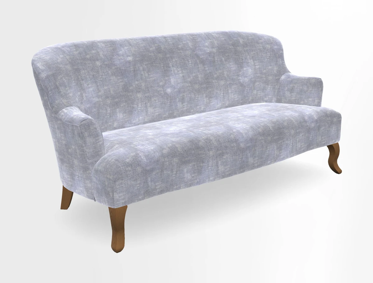 Grassington 3 Seater Sofa in RHS Botanicals on Velvet Ferns Toile Olive with scatter in Almost Plain Velvet Harvest