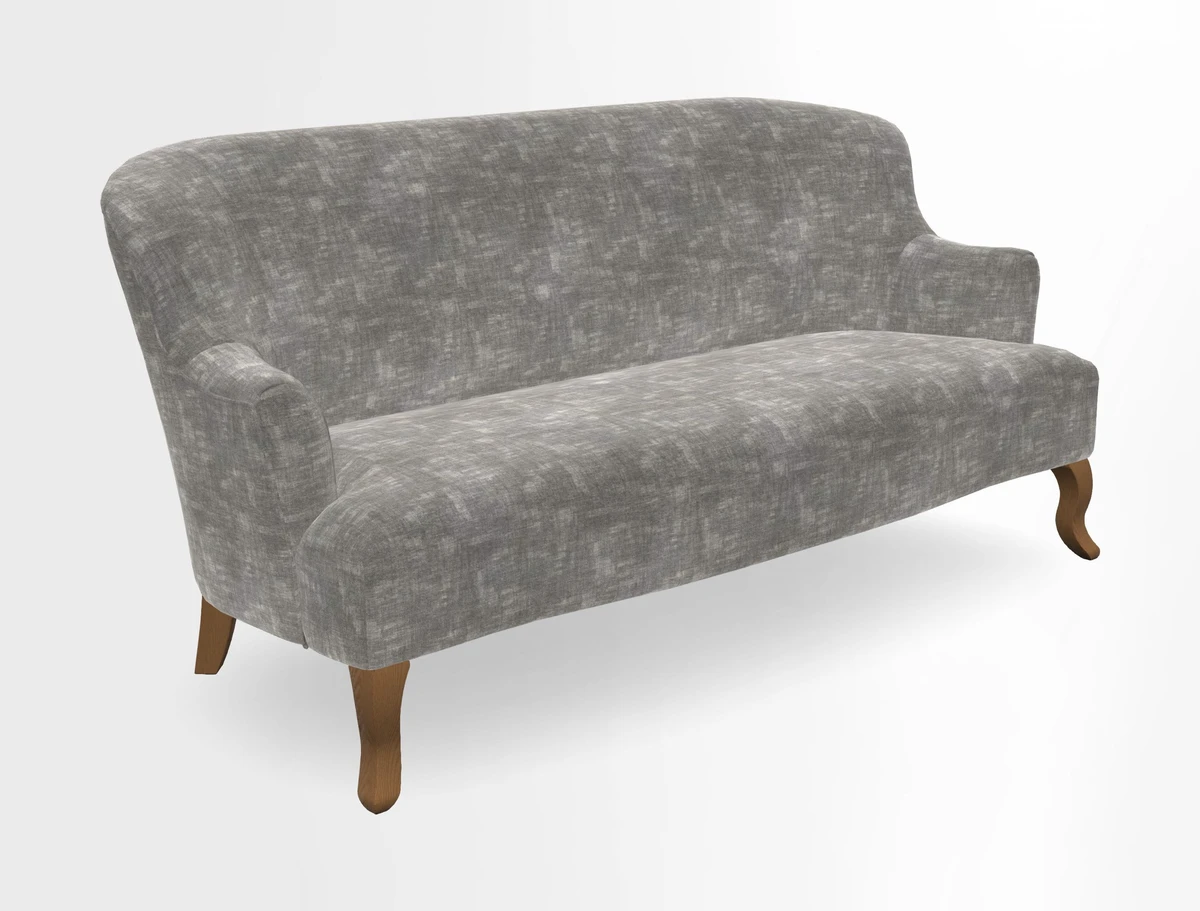 Grassington 3 Seater Sofa in RHS Botanicals on Velvet Ferns Toile Olive with scatter in Almost Plain Velvet Harvest