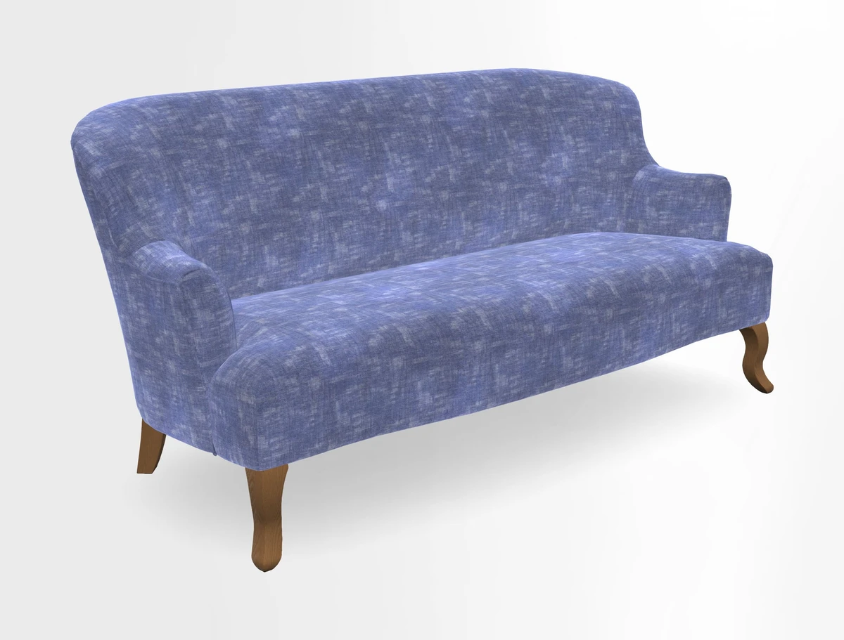 Grassington 3 Seater Sofa in RHS Botanicals on Velvet Ferns Toile Olive with scatter in Almost Plain Velvet Harvest
