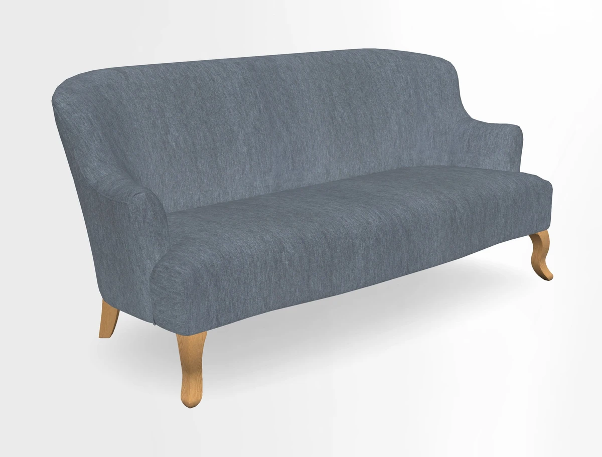 Grassington 3 Seater Sofa in RHS Botanicals on Velvet Ferns Toile Olive with scatter in Almost Plain Velvet Harvest