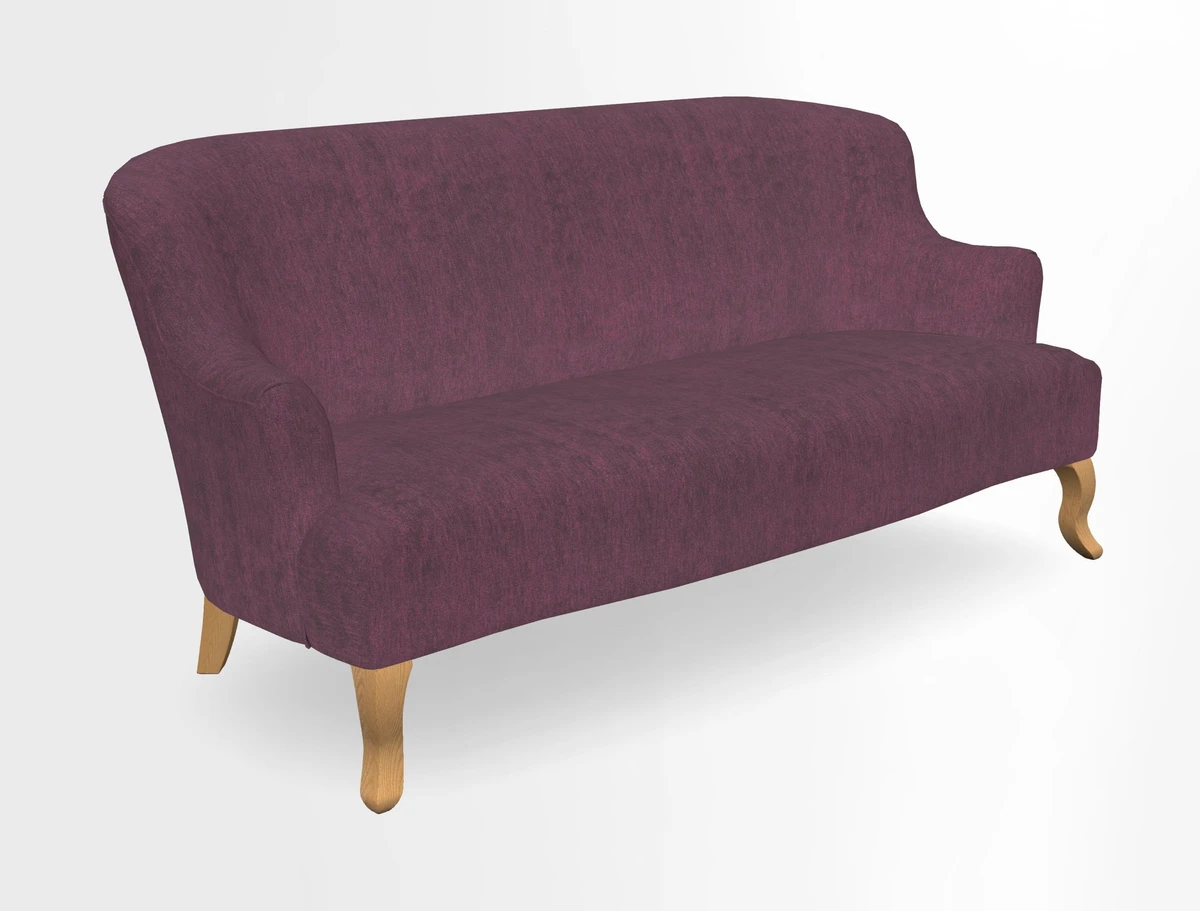 Grassington 3 Seater Sofa in RHS Botanicals on Velvet Ferns Toile Olive with scatter in Almost Plain Velvet Harvest