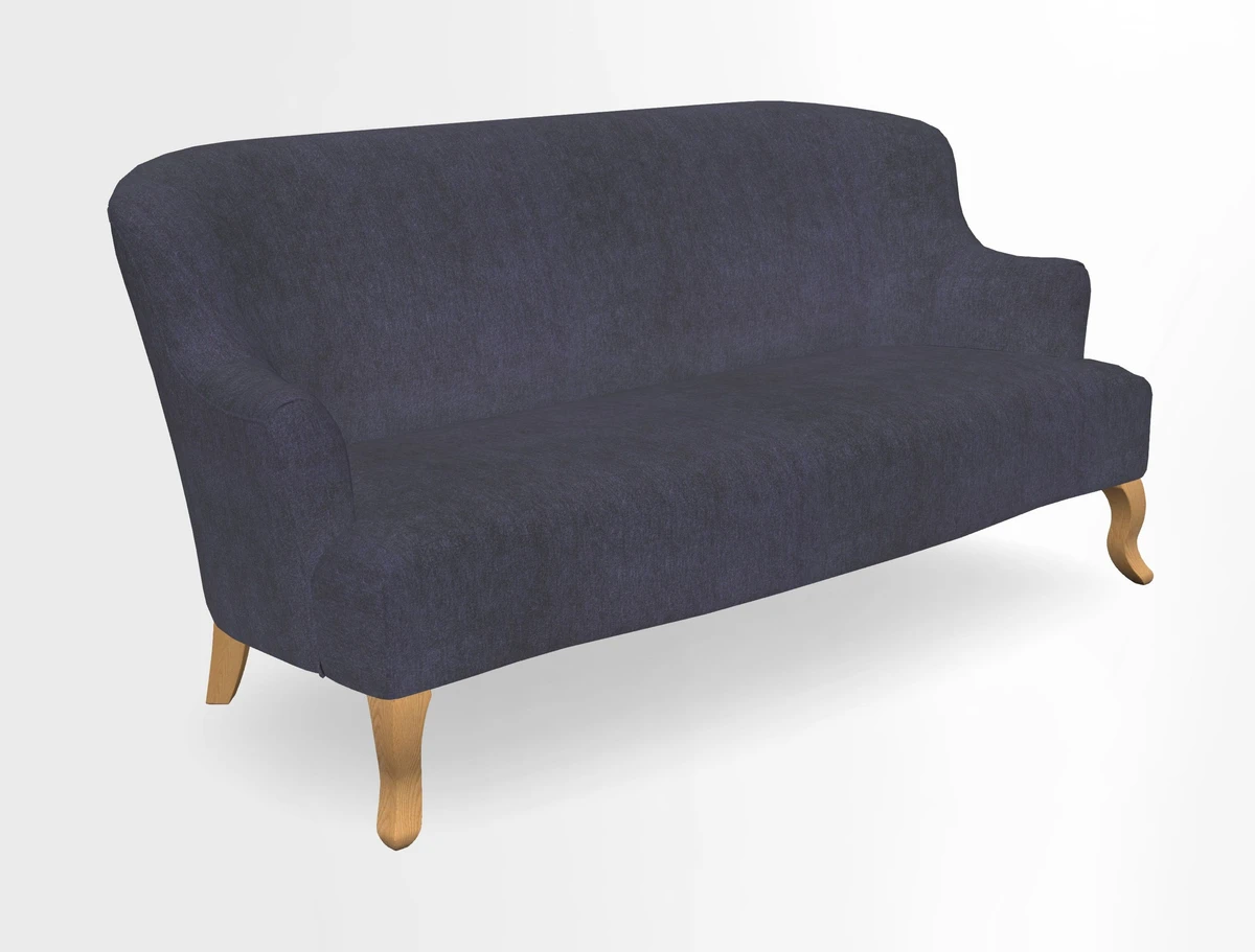 Grassington 3 Seater Sofa in RHS Botanicals on Velvet Ferns Toile Olive with scatter in Almost Plain Velvet Harvest