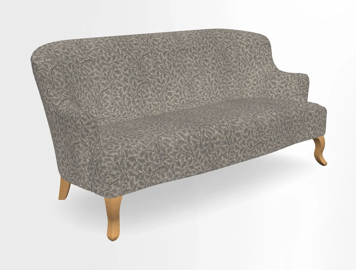 Grassington 3 Seater Sofa in RHS Botanicals on Velvet Ferns Toile Olive with scatter in Almost Plain Velvet Harvest