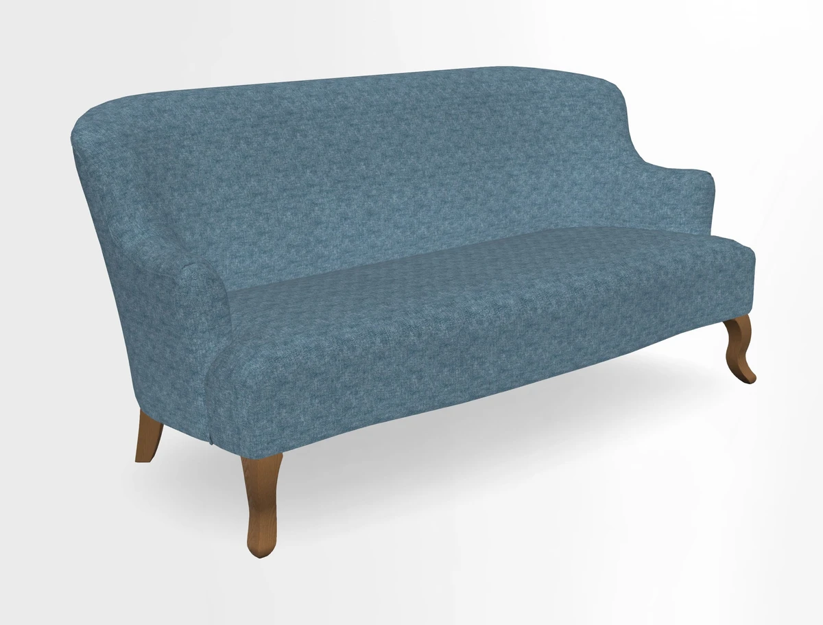 Grassington 3 Seater Sofa in RHS Botanicals on Velvet Ferns Toile Olive with scatter in Almost Plain Velvet Harvest
