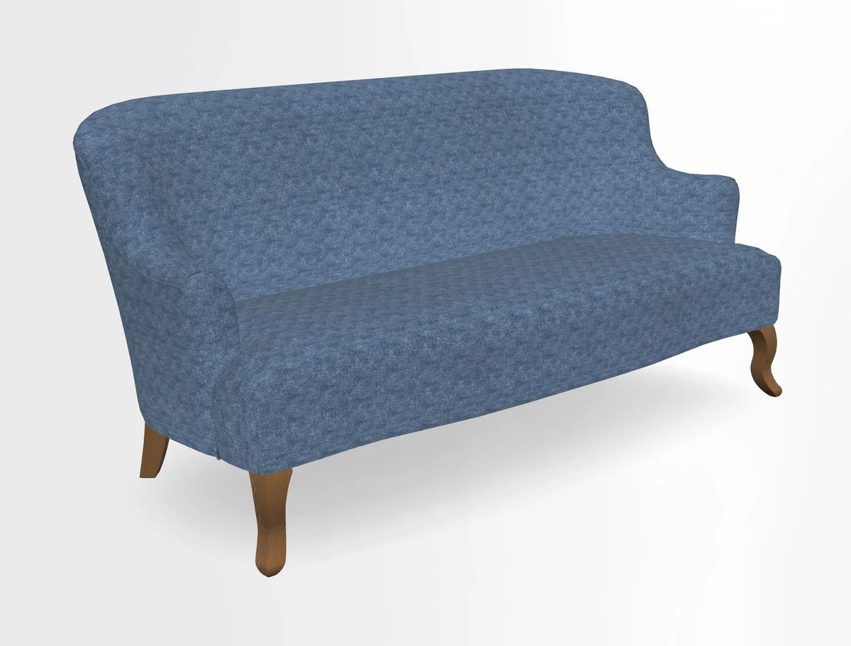 Grassington 3 Seater Sofa in RHS Botanicals on Velvet Ferns Toile Olive with scatter in Almost Plain Velvet Harvest