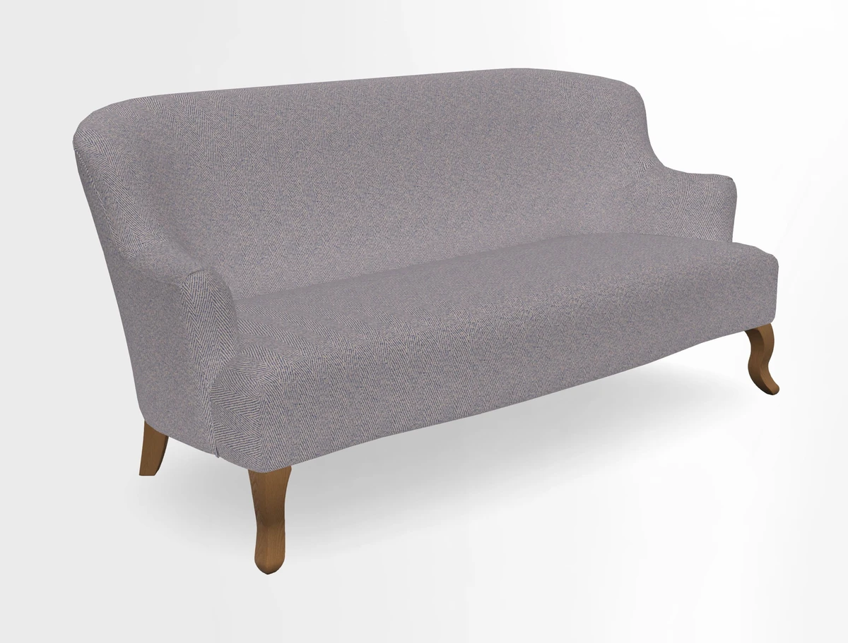 Grassington 3 Seater Sofa in RHS Botanicals on Velvet Ferns Toile Olive with scatter in Almost Plain Velvet Harvest
