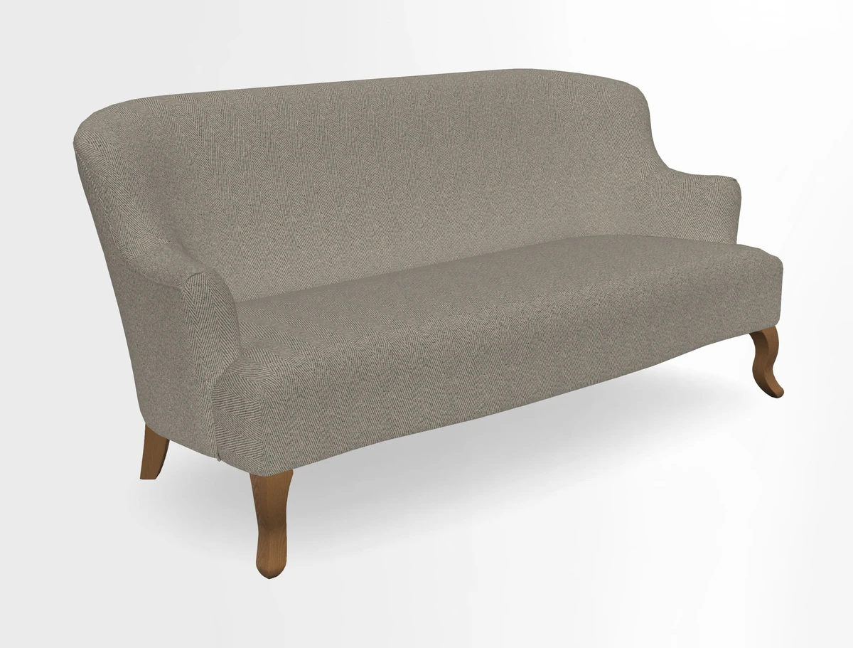 Grassington 3 Seater Sofa in RHS Botanicals on Velvet Ferns Toile Olive with scatter in Almost Plain Velvet Harvest