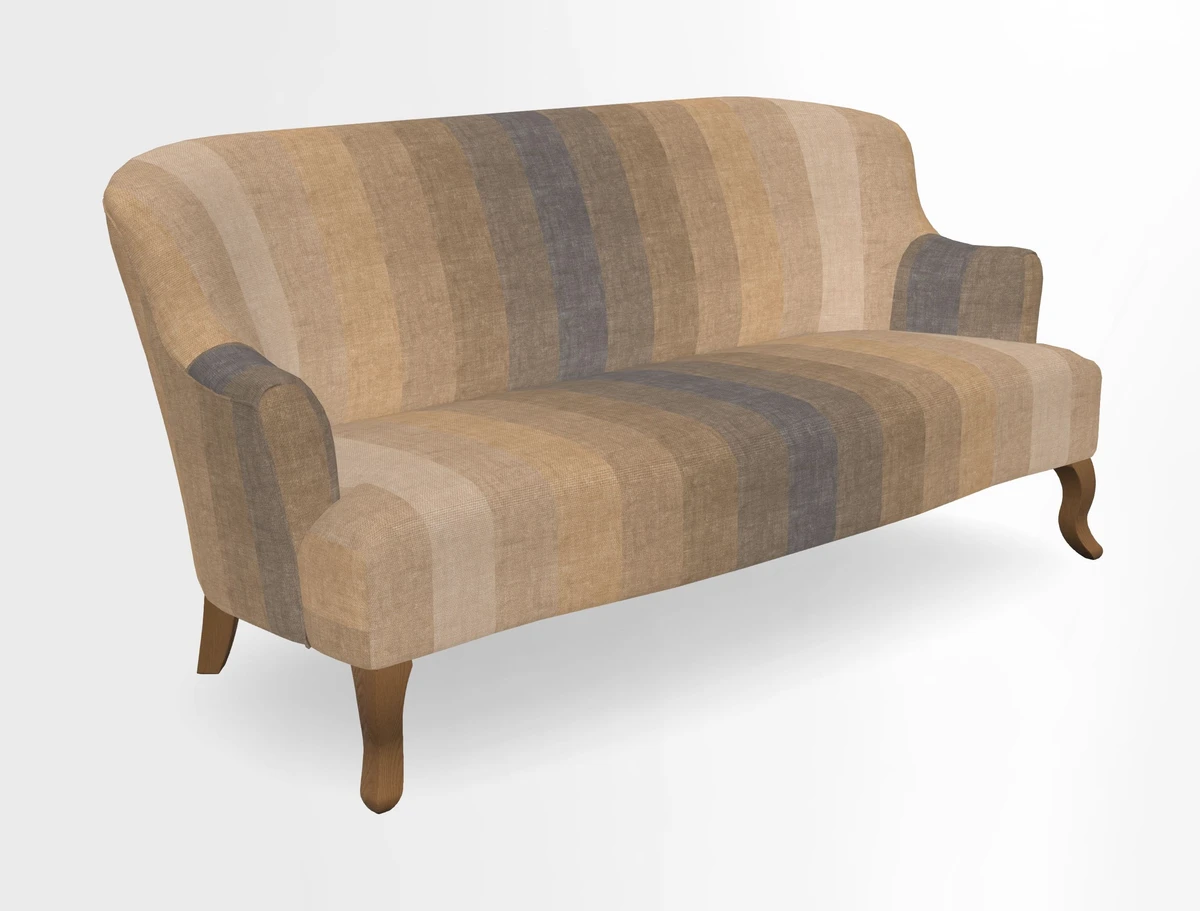 Grassington 3 Seater Sofa in RHS Botanicals on Velvet Ferns Toile Olive with scatter in Almost Plain Velvet Harvest